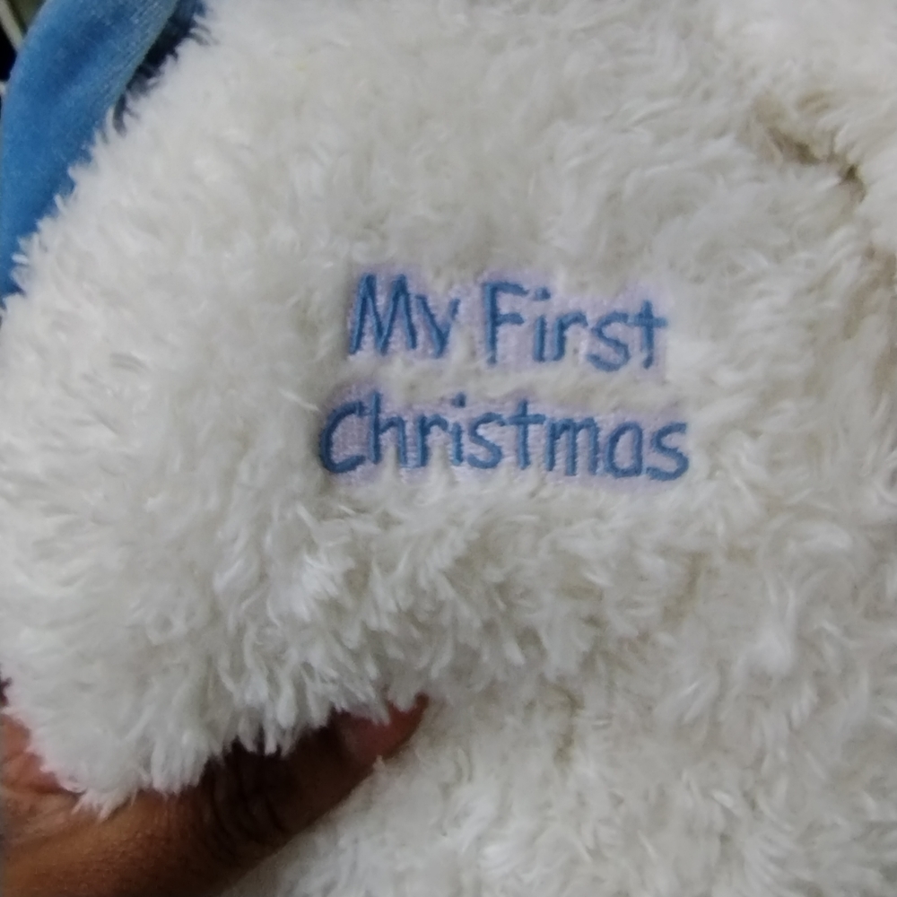 ÷Baby Gund Polar Bear White Bear, Personalized My First Christmas Baby Gift - Picture 10 of 12